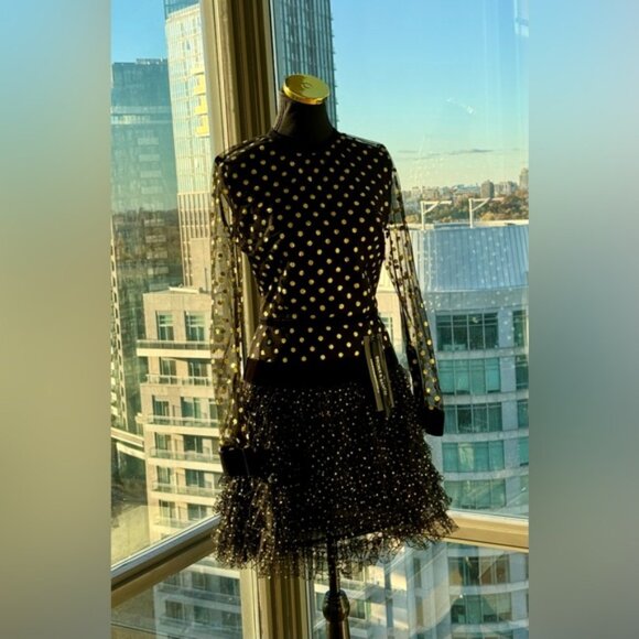 🆕 BRONX & BANCO 🧿 NWT Suns Mesh & Velvet Fit & Flare Mini Dress - Sz S - US 4 - Picture 3 of 16